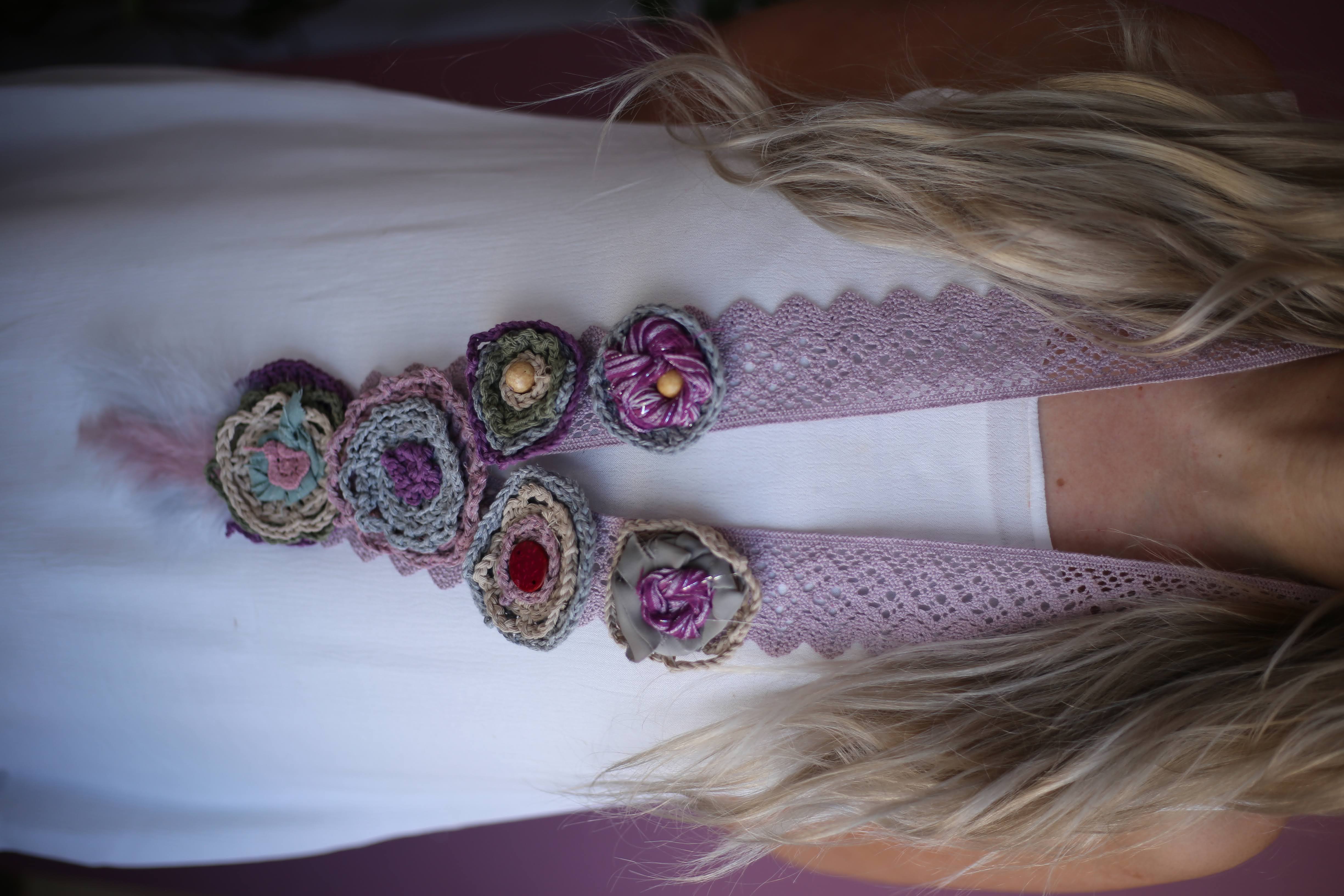 Colorful Flower and Feather Detailed Handmade Bohemian Necklace