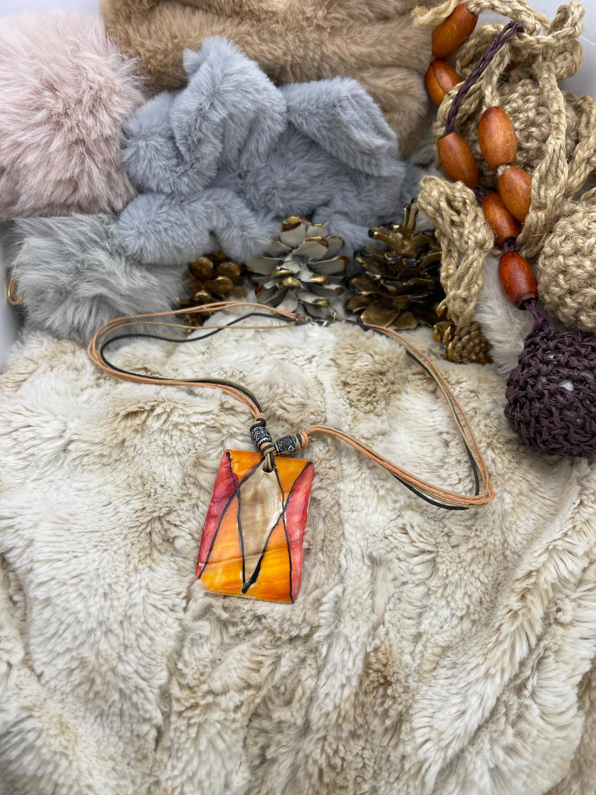 Orange Stone Detailed, Bohemian, Design Necklace