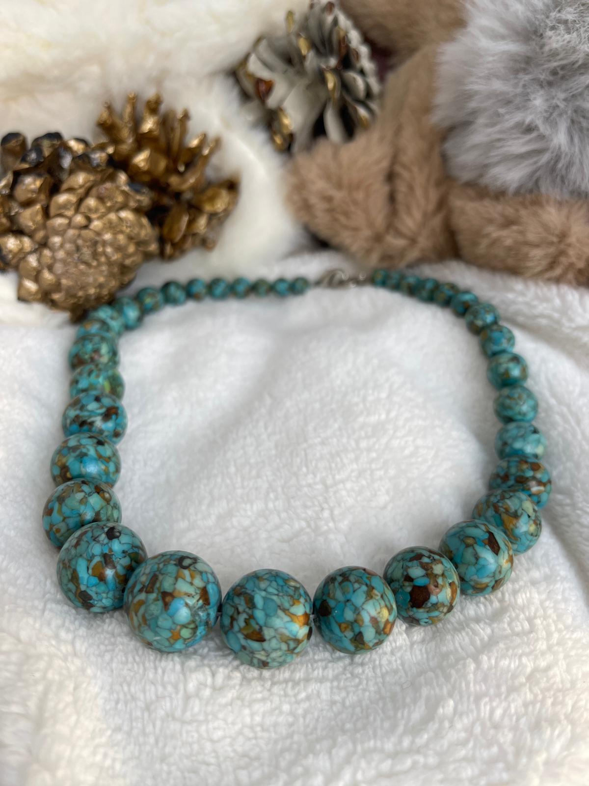 Turquoise Patterned Bohemian Stone Necklace