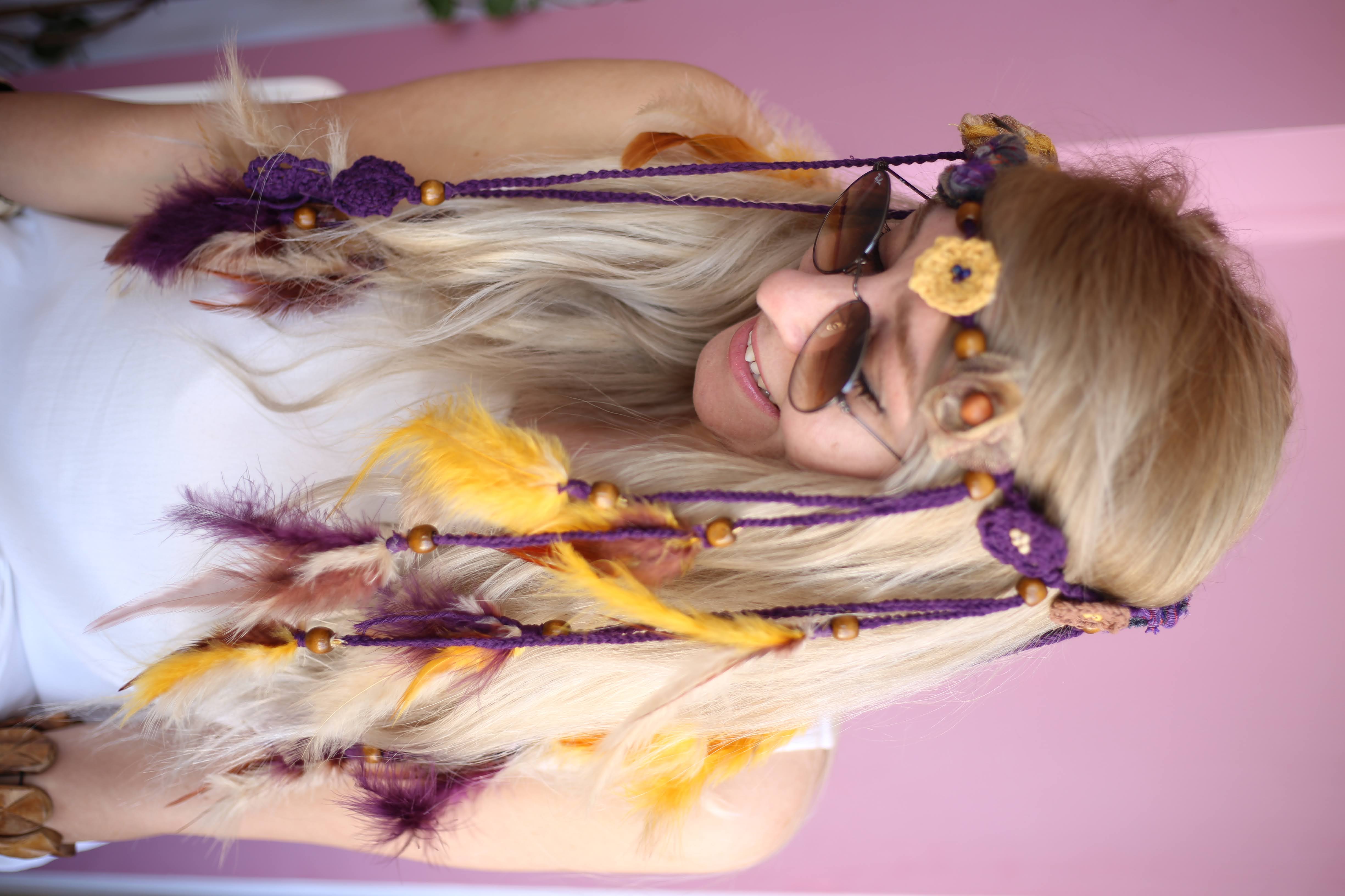 Flower and Feather Detail, Handmade, Bohemian Hair Accessory