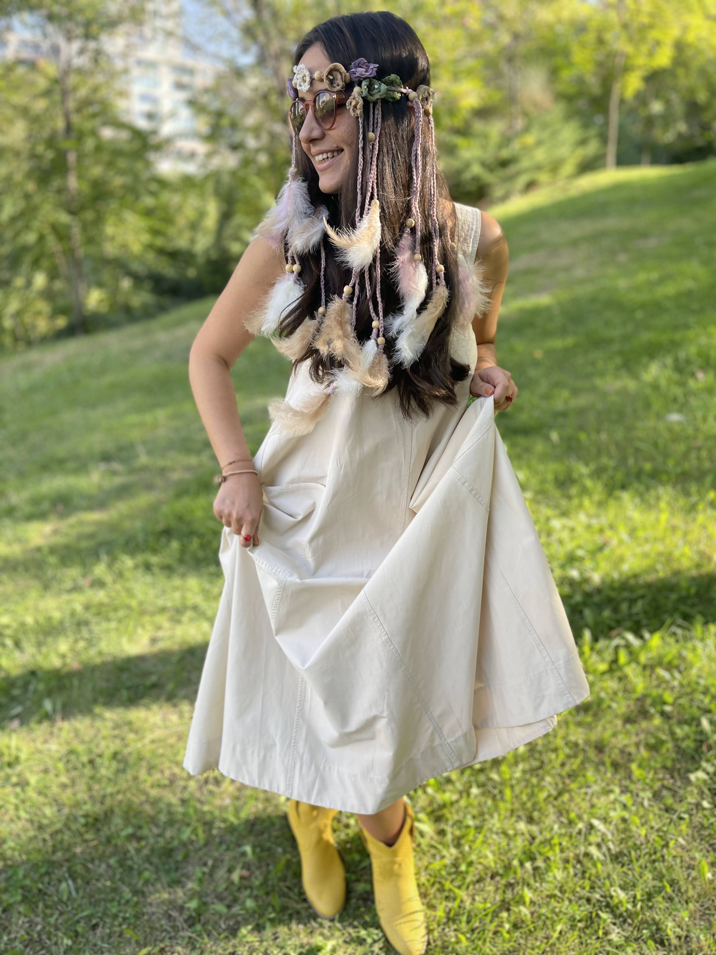 Flower and Feather Detail, Handmade, Bohemian Hair Accessory